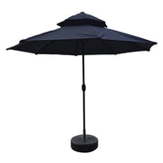 SOLARA Outdoor Patio Umbrella - 2.5m Fiberglass Canopy with Carbon Steel Pole, Reinforced Fiberglass Ribs, Sunshade & Rain Protection, 40L Water-Filled Base - Black