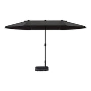 SOLARA Outdoor Patio Umbrella - 380/455cm Rectangular Canopy, Sunshade & Rain Protection, Heavy-Duty Frame, 60kg Water-Filled Base - Black