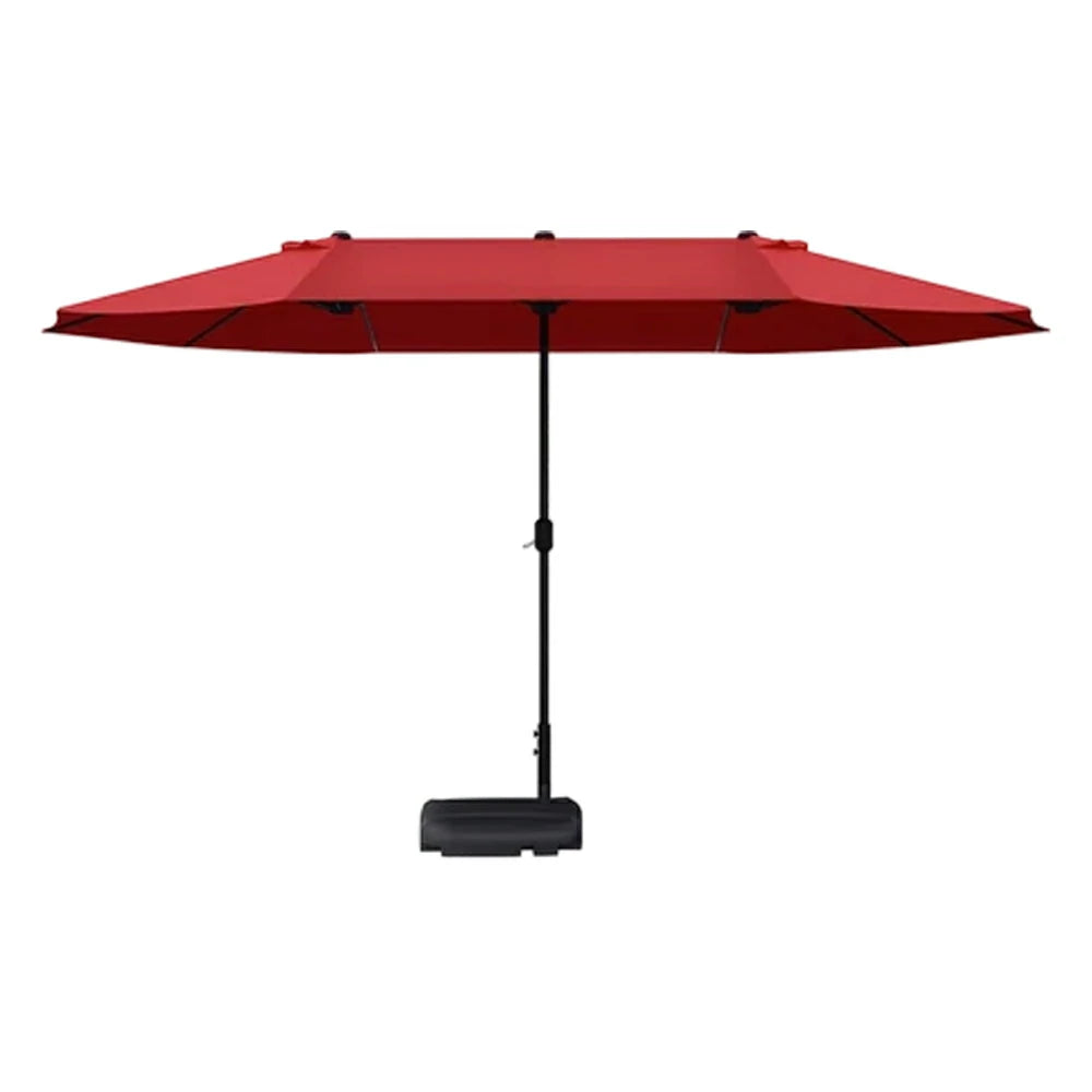 SOLARA Outdoor Patio Umbrella - 380/455cm Rectangular Canopy, Sunshade & Rain Protection, Heavy-Duty Frame, 60kg Water-Filled Base - Wine