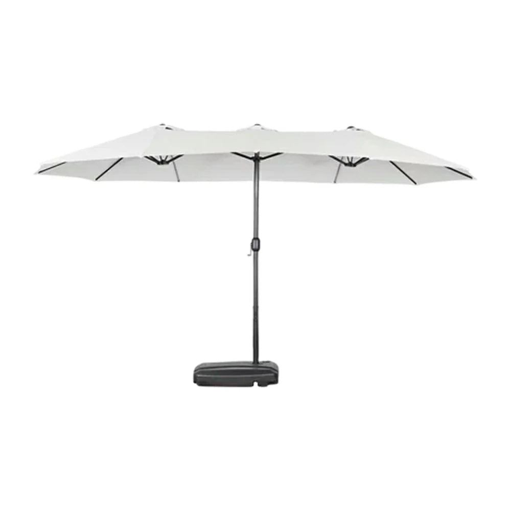 SOLARA Outdoor Patio Umbrella - 380/455cm Rectangular Canopy, Sunshade & Rain Protection, Heavy-Duty Frame, 60kg Water-Filled Base - Beige