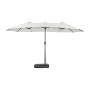 SOLARA Outdoor Patio Umbrella - 380/455cm Rectangular Canopy, Sunshade & Rain Protection, Heavy-Duty Frame, 60kg Water-Filled Base - Beige