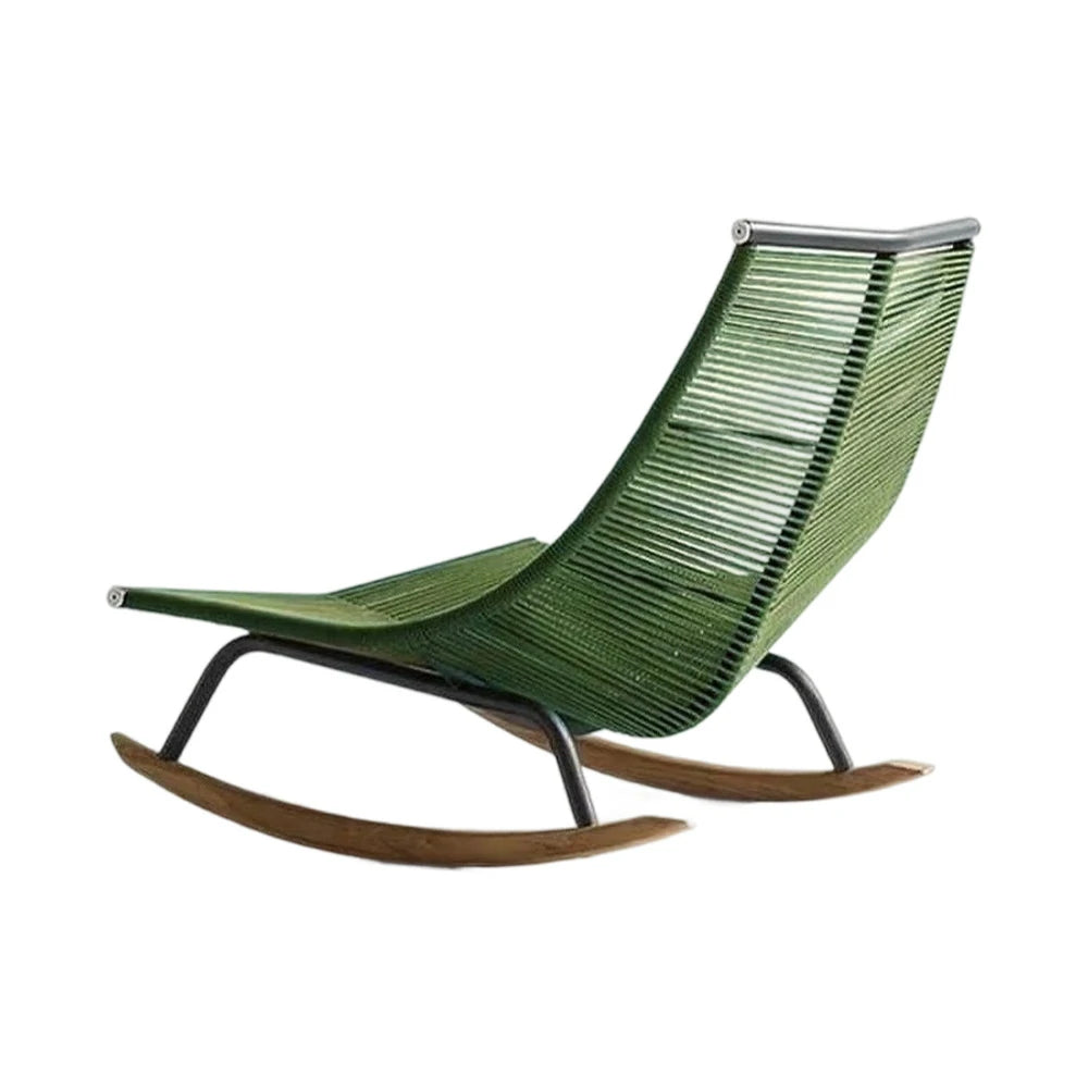 SOLARA Sleigh Rocking Chair - Smooth Rocking Motion, Handwoven Rattan with Aluminium Frame, Stable Design - Green
