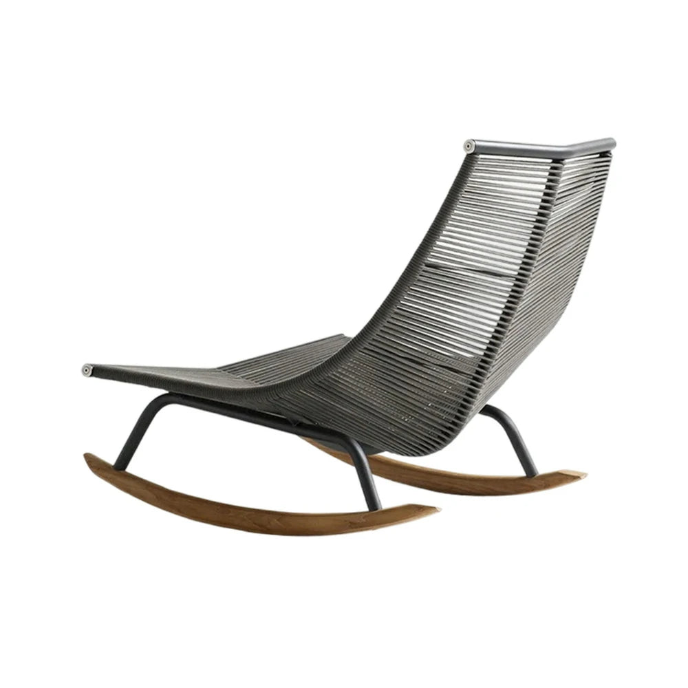 SOLARA Sleigh Rocking Chair - Smooth Rocking Motion, Handwoven Rattan with Aluminium Frame, Stable Design - Grey