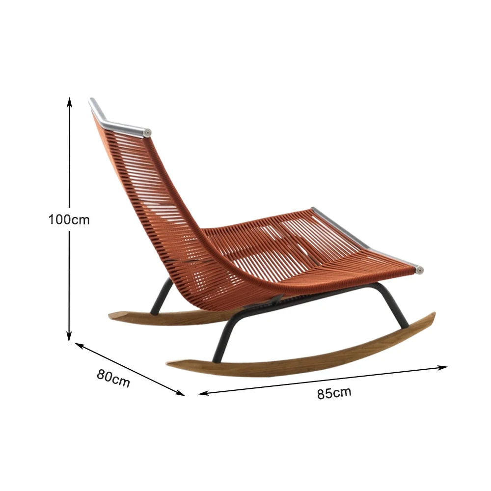 SOLARA Sleigh Rocking Chair - Smooth Rocking Motion, Handwoven Rattan with Aluminium Frame, Stable Design - Orange