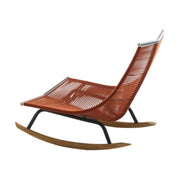 SOLARA Sleigh Rocking Chair - Smooth Rocking Motion, Handwoven Rattan with Aluminium Frame, Stable Design - Orange
