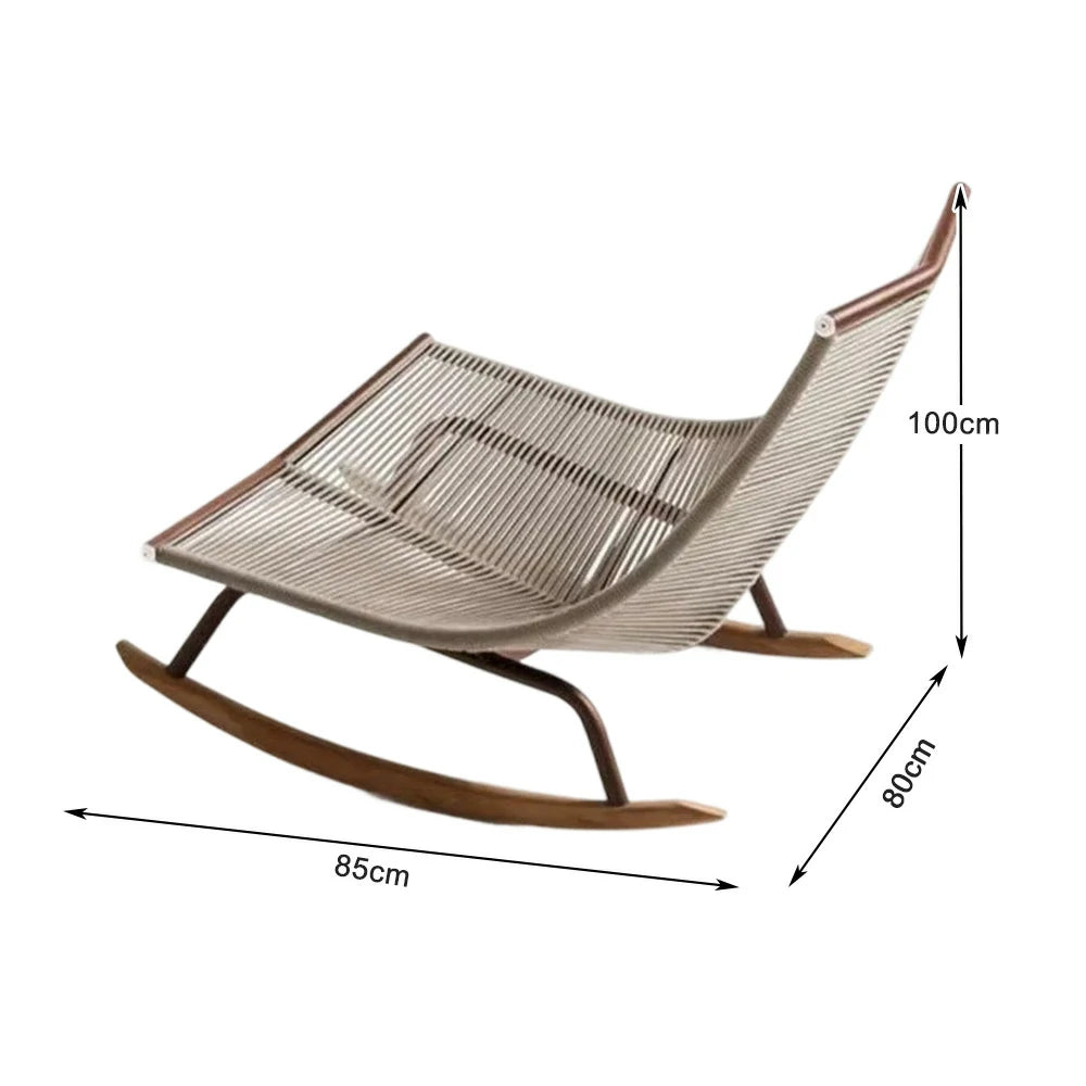 SOLARA Sleigh Rocking Chair - Smooth Rocking Motion, Handwoven Rattan with Aluminium Frame, Stable Design - White