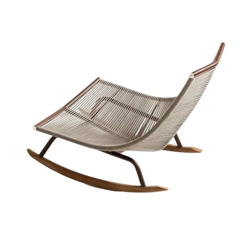 SOLARA Sleigh Rocking Chair - Smooth Rocking Motion, Handwoven Rattan with Aluminium Frame, Stable Design - White