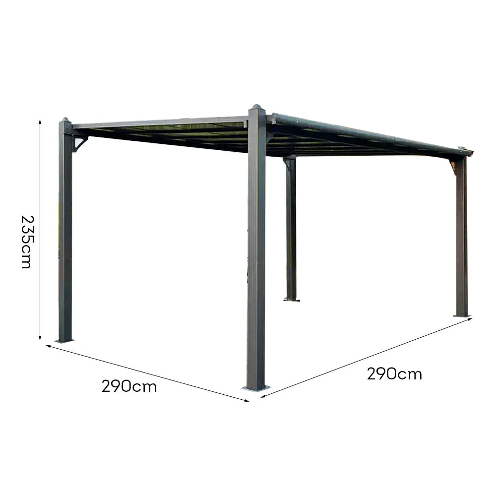 SOLARA Outdoor Canopy - Heavy-Duty Pavilion with Triangular Reinforcement & 10cm Thick Posts, High-Low Drainage Design - Grey