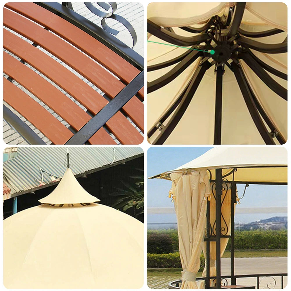 SOLARA Outdoor Pavilion – Large 4m Round Heavy-Duty Gazebo with Reinforced Steel Frame and Waterproof & Mesh Curtains - Yellow