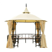 SOLARA Outdoor Pavilion – Large 4m Round Heavy-Duty Gazebo with Reinforced Steel Frame and Waterproof & Mesh Curtains - Yellow