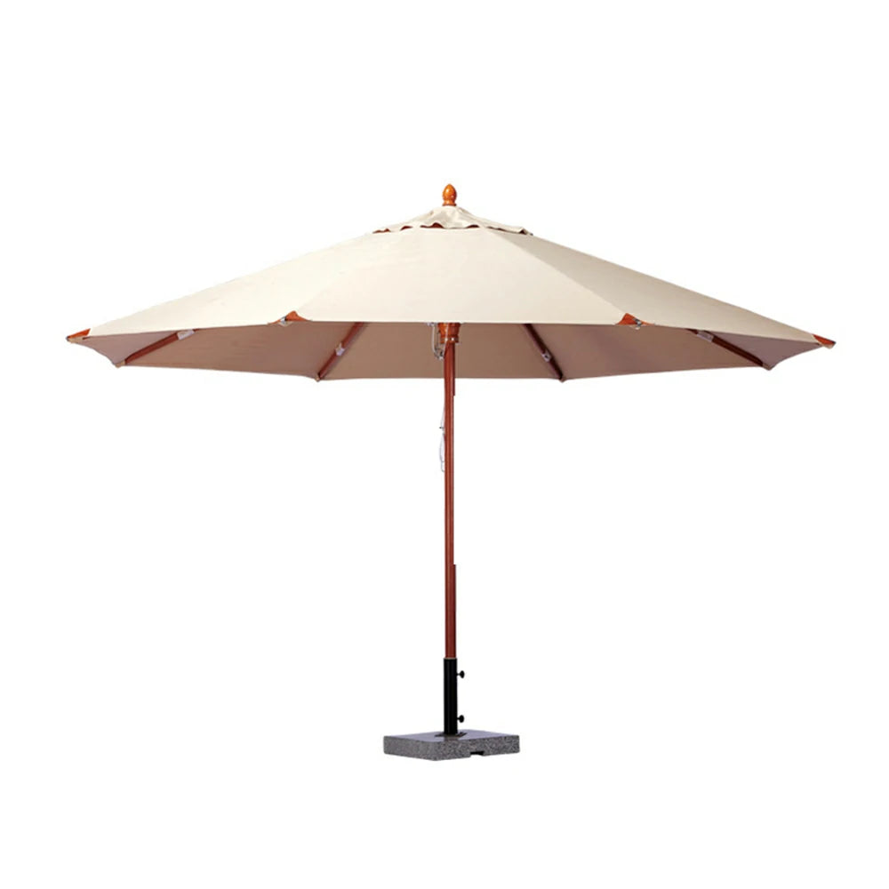SOLARA Outdoor Patio Umbrella - 3m Round Canopy with Reinforced 8-Rib Design, Adjustable Aluminium Alloy Fittings, Sunshade & Rain Protection, 60kg Marble Base - White