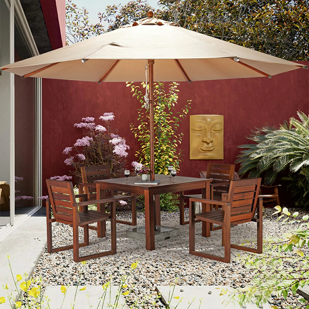 SOLARA Outdoor Patio Umbrella - 3m Round Canopy with Reinforced 8-Rib Design, Adjustable Aluminium Alloy Fittings, Sunshade & Rain Protection, 60kg Marble Base - White