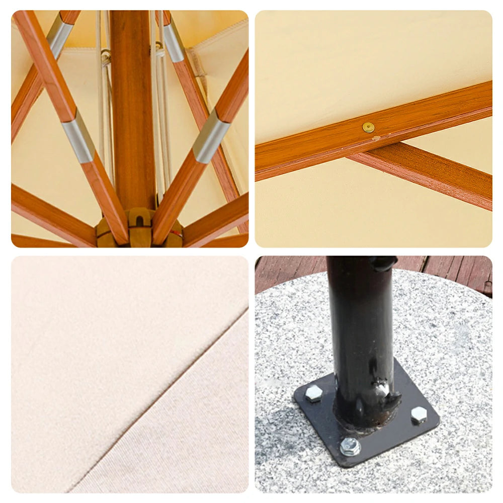 SOLARA Outdoor Patio Umbrella - 3m Round Canopy with Reinforced 8-Rib Design, Adjustable Aluminium Alloy Fittings, Sunshade & Rain Protection, 60kg Marble Base - White