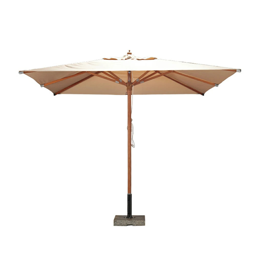 SOLARA Outdoor Patio Umbrella - 3m Square Canopy with Reinforced 8-Rib Design, Adjustable Aluminium Alloy Fittings, Sunshade & Rain Protection, 60kg Marble Base - White