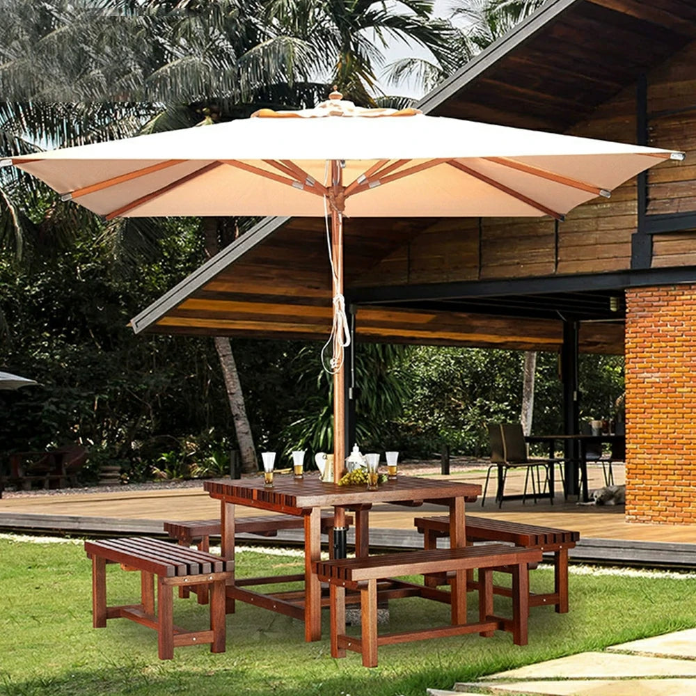 SOLARA Outdoor Patio Umbrella - 3m Square Canopy with Reinforced 8-Rib Design, Adjustable Aluminium Alloy Fittings, Sunshade & Rain Protection, 60kg Marble Base - White
