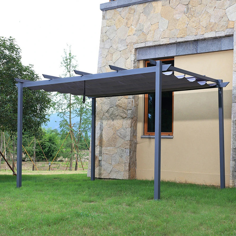 SOLARA Outdoor Canopy - Retractable Pavilion with Aluminium Frame, Foldable Canopy Roof 3x4m - Grey