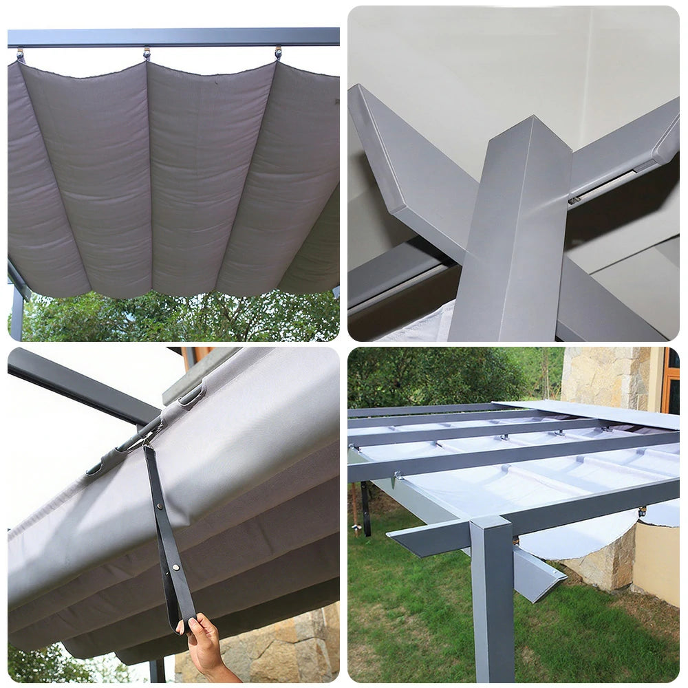 SOLARA Outdoor Canopy - Retractable Pavilion with Aluminium Frame, Foldable Canopy Roof 3x4m - Grey