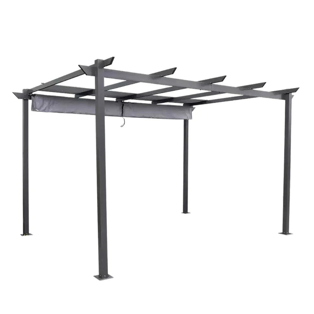 SOLARA Outdoor Canopy - Retractable Pavilion with Aluminium Frame, Foldable Canopy Roof 3x4m - Grey