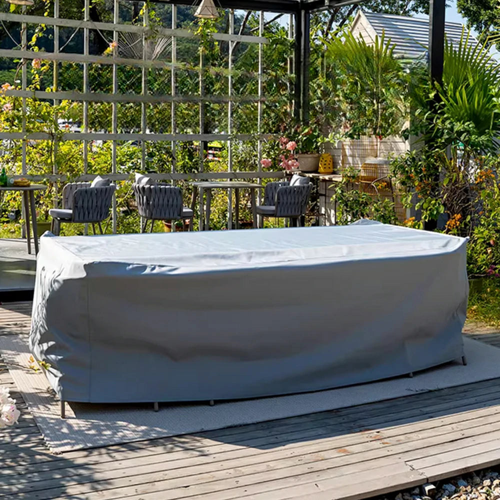 SOLARA Outdoor Table & Chair Rain Cover - Rectangular 120/180/230cm Waterproof Oxford Fabric, UV & Dust Protection for Outdoor Furniture - Grey