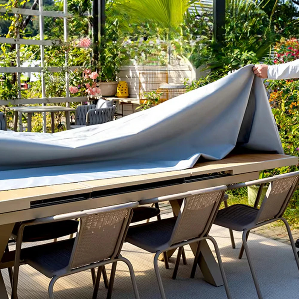 SOLARA Outdoor Table & Chair Rain Cover - Rectangular 120/180/230cm Waterproof Oxford Fabric, UV & Dust Protection for Outdoor Furniture - Grey