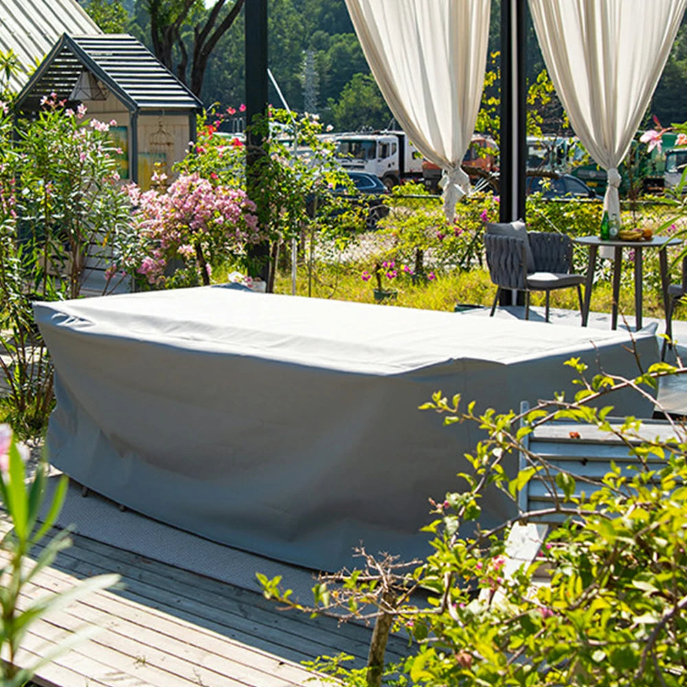 SOLARA Outdoor Table & Chair Rain Cover - Rectangular 120/180/230cm Waterproof Oxford Fabric, UV & Dust Protection for Outdoor Furniture - Grey