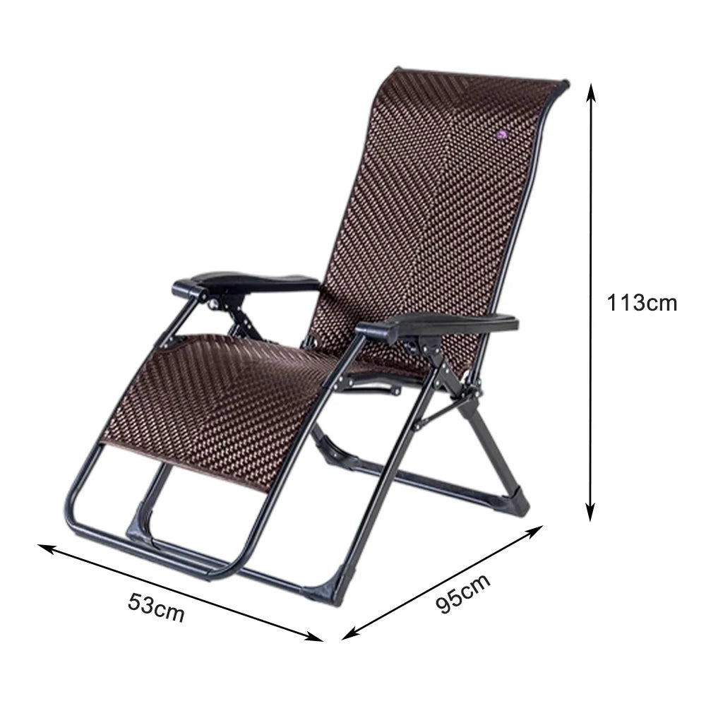 SOLARA Foldable Outdoor Lounge Chair – Solid Wood & PE Rattan, Adjustable Reclining Design, Space-Saving Storage, 150kg Max Load - Brown