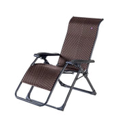 SOLARA Foldable Outdoor Lounge Chair – Solid Wood & PE Rattan, Adjustable Reclining Design, Space-Saving Storage, 150kg Max Load - Brown