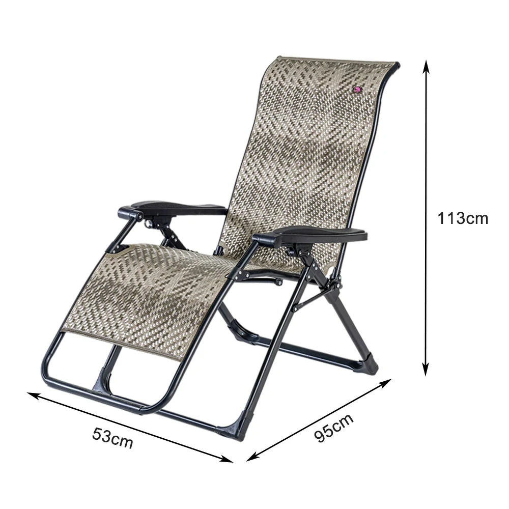 SOLARA Foldable Outdoor Lounge Chair – Solid Wood & PE Rattan, Adjustable Reclining Design, Space-Saving Storage, 150kg Max Load - Grey