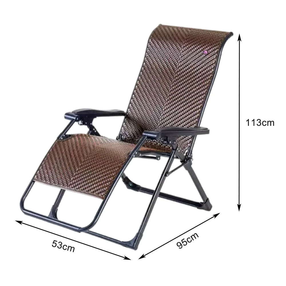 SOLARA Foldable Outdoor Lounge Chair – Solid Wood & PE Rattan, Adjustable Reclining Design, Space-Saving Storage, 150kg Max Load - Light Brown