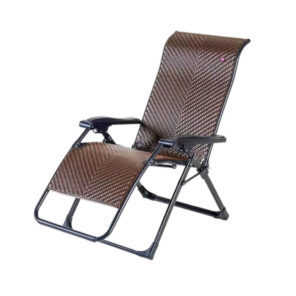 SOLARA Foldable Outdoor Lounge Chair – Solid Wood & PE Rattan, Adjustable Reclining Design, Space-Saving Storage, 150kg Max Load - Light Brown