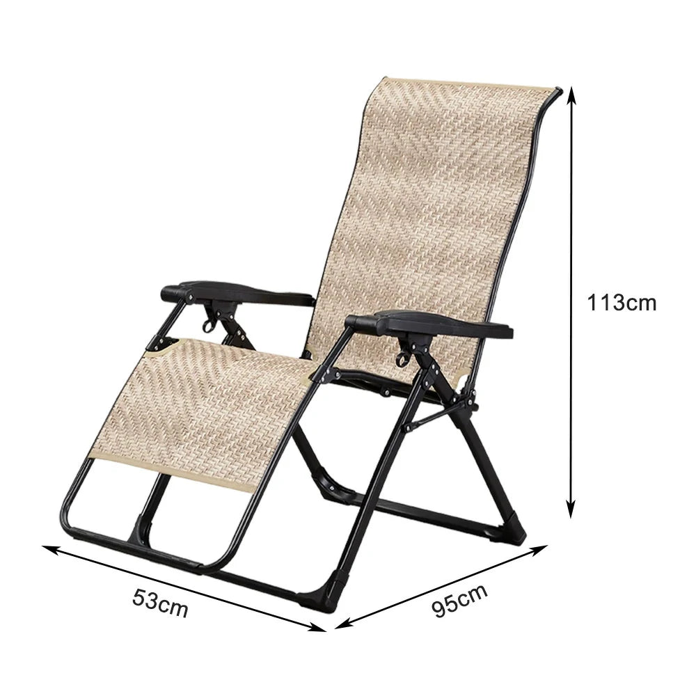 SOLARA Foldable Outdoor Lounge Chair – Solid Wood & PE Rattan, Adjustable Reclining Design, Space-Saving Storage, 150kg Max Load - White