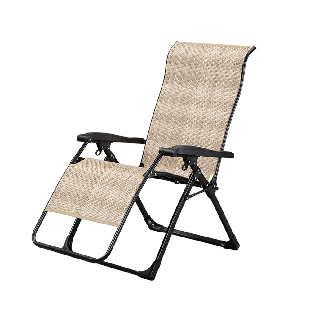 SOLARA Foldable Outdoor Lounge Chair – Solid Wood & PE Rattan, Adjustable Reclining Design, Space-Saving Storage, 150kg Max Load - White