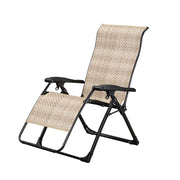 SOLARA Foldable Outdoor Lounge Chair – Solid Wood & PE Rattan, Adjustable Reclining Design, Space-Saving Storage, 150kg Max Load - White