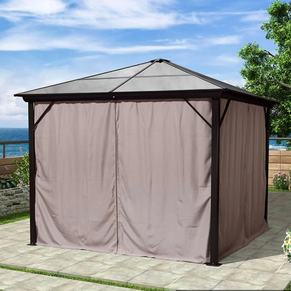 SOLARA Roman-Style Outdoor Pavilion - Reinforced Aluminium Alloy Frame - Dual Curtain Design for Sun and Rain Protection - Black