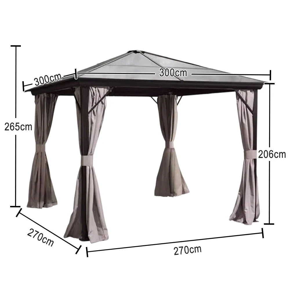 SOLARA Roman-Style Outdoor Pavilion - Reinforced Aluminium Alloy Frame - Dual Curtain Design for Sun and Rain Protection - Black