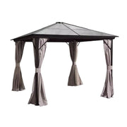 SOLARA Roman-Style Outdoor Pavilion - Reinforced Aluminium Alloy Frame - Dual Curtain Design for Sun and Rain Protection - Black