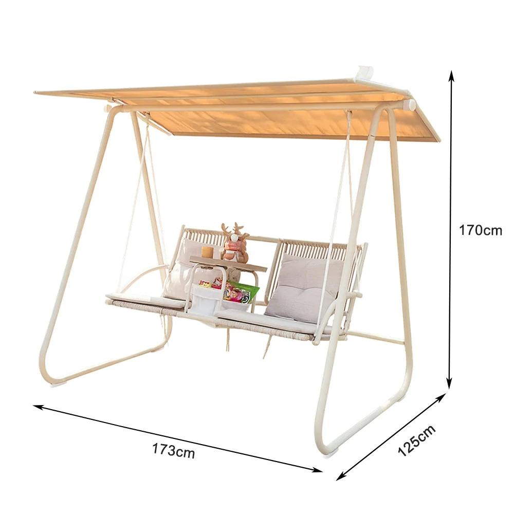 SOLARA Outdoor Canopy Swing Chair - Multi-Functional Design with Storage Organizer, Alloy Steel Frame, Patio & Garden Relaxation Seat - White