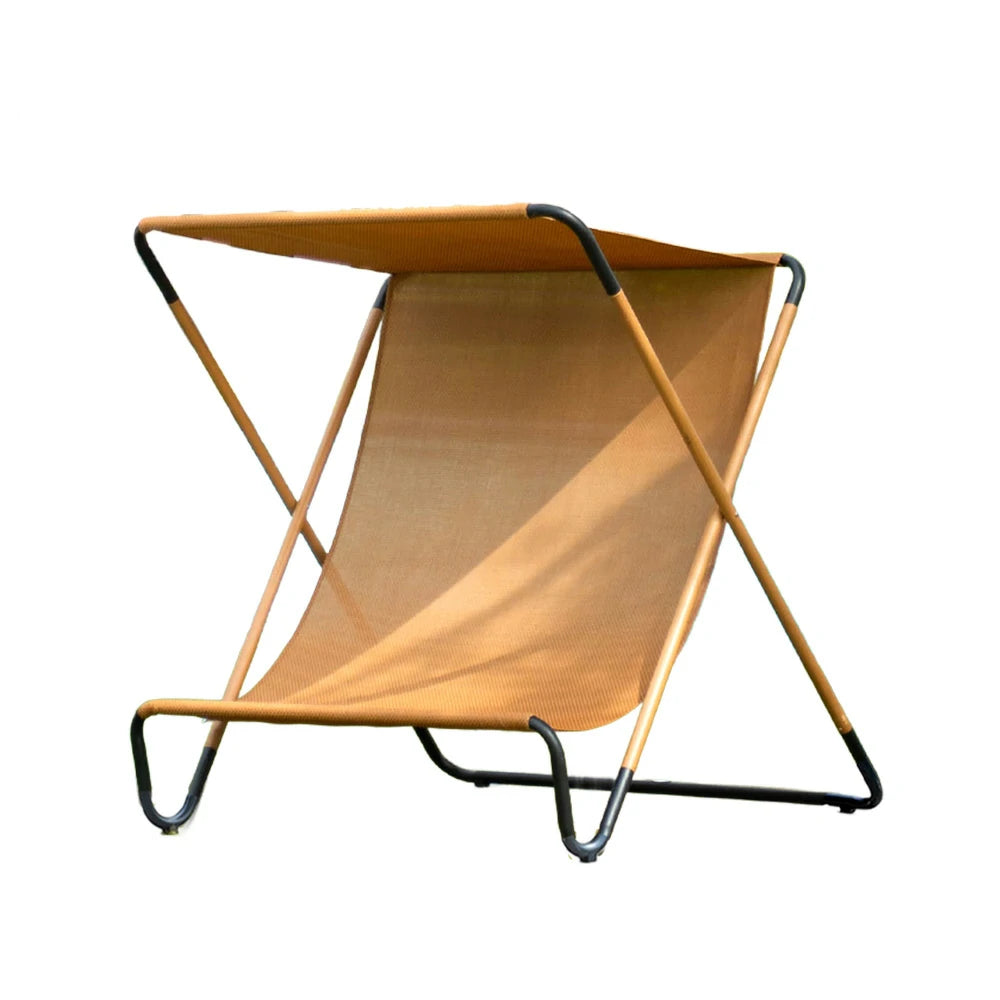 SOLARA Outdoor Folding Chair - Sunshade Design, Alloy Steel Frame, Patio & Garden Recliner, Waterproof Fabric - Brown