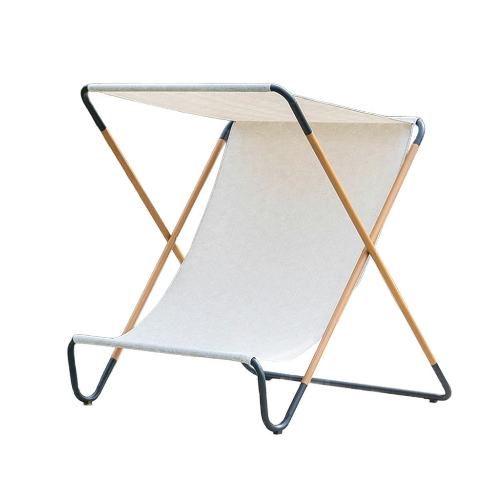 SOLARA Outdoor Folding Chair - Sunshade Design, Alloy Steel Frame, Patio & Garden Recliner, Waterproof Fabric - KHAKI