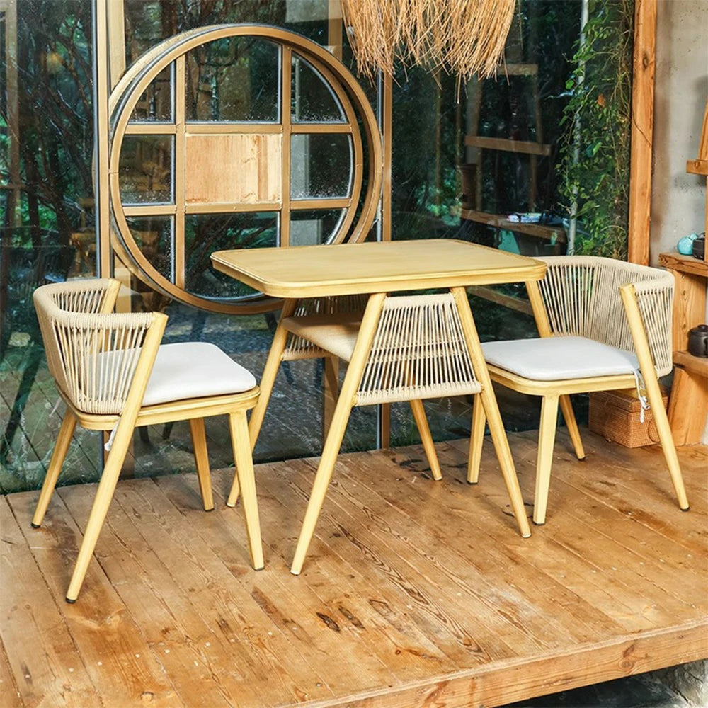 SOLARA 80cm x 80cm Rectangular Dining Set - Solid Wood Frame, 1 Table & 2 Chairs, Durable Outdoor Furniture - Wood