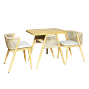 SOLARA 80cm x 80cm Rectangular Dining Set - Solid Wood Frame, 1 Table & 2 Chairs, Durable Outdoor Furniture - Wood