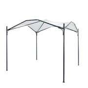 SOLARA Butterfly Pavilion 3x3m Outdoor Canopy with Durable Alloy Frame, 4 Mesh Curtains & Bonus 10m Solar String Lights – White
