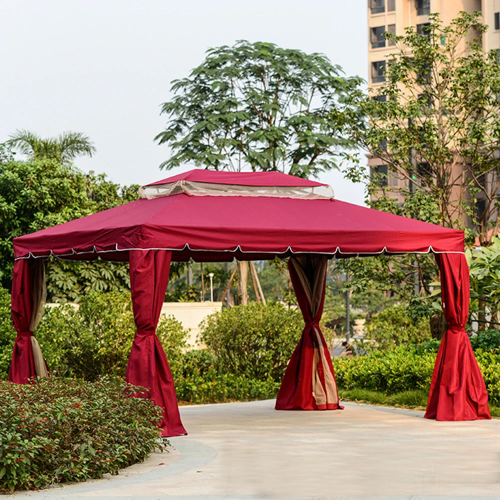 SOLARA Outdoor Canopy - 2.5x2.5m Reinforced Steel Frame with Mesh Curtains - Red