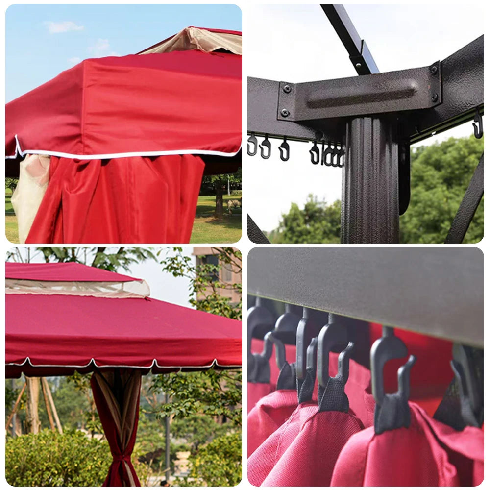 SOLARA Outdoor Canopy - 2.5x2.5m Reinforced Steel Frame with Mesh Curtains - Red