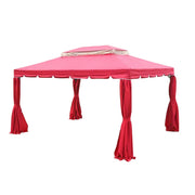 SOLARA Outdoor Canopy - 2.5x2.5m Reinforced Steel Frame with Mesh Curtains - Red