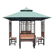 SOLARA Luxury Pavilion Set - Heavy-Duty Steel Frame with Hollow Ventilated Design, Durable Table & Chairs, All-Weather Canopy - Blue
