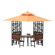 SOLARA Luxury Pavilion Set - Heavy-Duty Steel Frame with Hollow Ventilated Design, Durable Table & Chairs, All-Weather Canopy - Orange