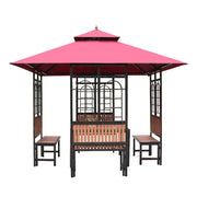 SOLARA Luxury Pavilion Set - Heavy-Duty Steel Frame with Hollow Ventilated Design, Durable Table & Chairs, All-Weather Canopy - Red