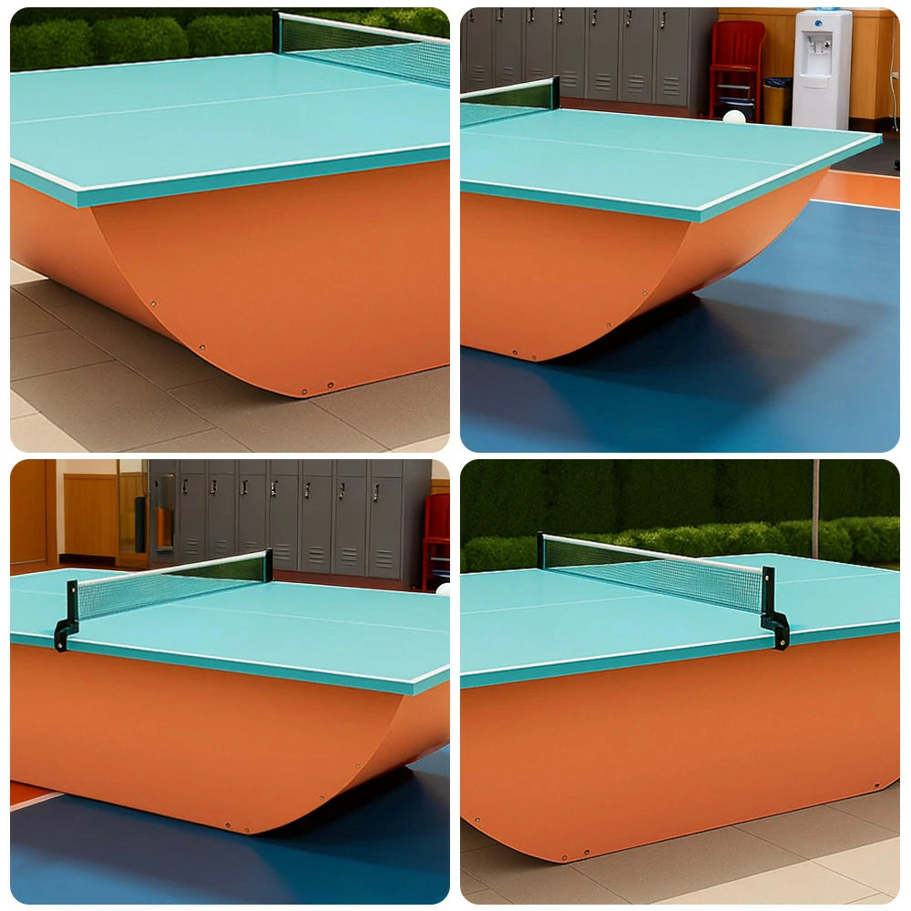 SUNNET Outdoor Waterproof 4cm Table Tennis Pingpong Table with Heavy-Duty Base and Free Accessories - Blue & Orange