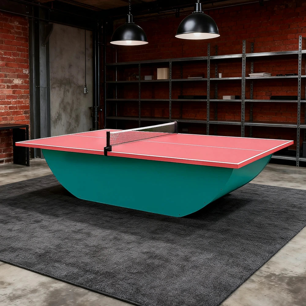 SUNNET Outdoor Waterproof 4cm Table Tennis Pingpong Table with Heavy-Duty Base and Free Accessories - Blue & Pink